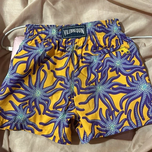 Vilebrequin Kids Size 4 Boys purple and yellow swim shorts